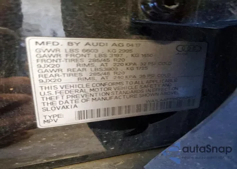 2017 Audi Q7 Premium Plus z USA, uszkodzony, nr VIN WA1LAAF71HD053437